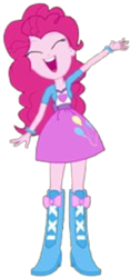 Size: 1178x2520 | Tagged: safe, derpibooru import, edit, edited screencap, editor:homersimpson1983, screencap, pinkie pie, human, equestria girls, background removed, boots, clothes, eyes closed, female, high heel boots, jacket, not a vector, shirt, shoes, simple background, skirt, solo, transparent background, vest