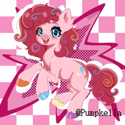 Size: 1600x1600 | Tagged: safe, artist:pumpkella, derpibooru import, pinkie pie, earth pony, pony, female, simple background, solo, traditional art