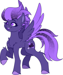 Size: 2676x3201 | Tagged: safe, alternate version, artist:shad0w-galaxy, derpibooru import, oc, oc only, oc:shadow galaxy, pegasus, pony, belly fluff, cheek fluff, chest fluff, concave belly, ear fluff, ears, ethereal mane, female, fluffy, high res, mare, open mouth, pegasus oc, raised hoof, raised leg, shoulder fluff, simple background, slender, smiling, solo, spread wings, starry eyes, starry mane, starry tail, tail, thin, transparent background, unshorn fetlocks, wingding eyes, wings