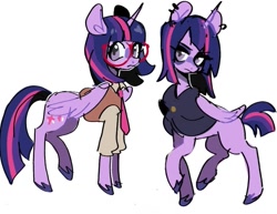 Size: 1051x813 | Tagged: safe, artist:yen00280, derpibooru import, twilight sparkle, twilight sparkle (alicorn), alicorn, g4, female, glasses, mare, simple background, solo, white background