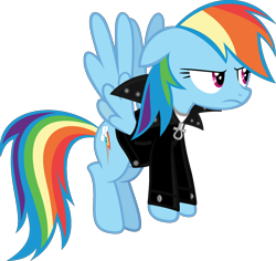 Size: 1600x1513 | Tagged: safe, artist:iamaveryrealperson, derpibooru import, edit, rainbow dash, pegasus, pony, g4, 2021, annoyed, clothes, female, flying, frown, jacket, leather, leather jacket, looking at someone, looking at something, mare, ms paint, simple background, solo, spread wings, transparent background, upset, vector, vector edit, wings