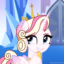 Size: 2000x2000 | Tagged: safe, artist:lovinglypromise, derpibooru import, oc, oc:crystal rose, alicorn, pony, crown, female, jewelry, mare, offspring, parent:princess cadance, parent:shining armor, parents:shiningcadance, regalia, solo