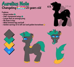 Size: 5500x5000 | Tagged: safe, artist:jacqueling, derpibooru import, oc, oc:aurelius note, changeling, changeling oc, male, reference sheet, solo, tongue, tongue out