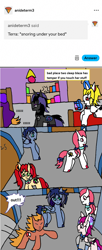 Size: 1169x2866 | Tagged: safe, artist:ask-luciavampire, derpibooru import, oc, earth pony, pegasus, pony, undead, unicorn, vampire, vampony, ask, sleeping, tumblr