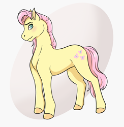 Size: 2010x2060 | Tagged: safe, artist:rae-lana, derpibooru import, fluttershy, pony, blushing, concave belly, eyebrows, eyelashes, female, hooves, looking at you, mare, short mane, signature, slender, smiling, smiling at you, solo, sternocleidomastoid, thin, wingless