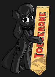 Size: 1780x2476 | Tagged: safe, alternate version, artist:latexia, derpibooru import, edit, editor:anonymous, octavia melody, earth pony, pony, /mlp/ latex requests, bipedal, bondage, bow, bowtie, clothes, dark, encasement, gray background, grayscale, hood, hoof hold, latex, latex suit, leaning, lidded eyes, monochrome, png, seams, shitposting, simple background, solo, toblerone