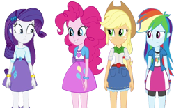 Size: 4063x2520 | Tagged: safe, derpibooru import, edit, edited screencap, editor:homersimpson1983, screencap, applejack, pinkie pie, rainbow dash, rarity, human, equestria girls, background removed, female, not a vector, simple background, transparent background