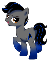 Size: 300x367 | Tagged: safe, artist:arshe12, derpibooru import, oc, oc only, oc:techno babble, earth pony, pony, butt, commission, looking at you, looking back, looking back at you, male, plot, simple background, solo, stallion, transparent background