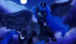 Size: 748x428 | Tagged: safe, artist:fealcity, derpibooru import, princess luna, pegasus, pony, g4, solo