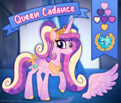 Size: 2412x2048 | Tagged: safe, alternate version, artist:lovinglypromise, derpibooru import, princess cadance, alicorn, crystal pony, pony, alternate character, alternate universe, crystal empire, crystallized, female, high res, jewelry, mare, redesign, royalty, solo