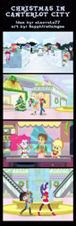 Size: 950x2787 | Tagged: safe, artist:sapphiregamgee, derpibooru import, apple bloom, applejack, pinkie pie, rarity, scootaloo, sweetie belle, human, equestria girls, canterlot mall, christmas, christmas cookies, christmas lights, christmas tree, clothes, comic, commission, crossover, cutie mark crusaders, holiday, humanized, pinkie's kitchen, scarf, snow, snowball, snowball fight, tree, winter, winter outfit