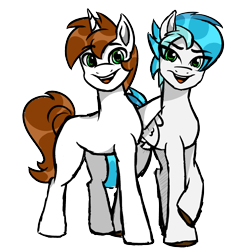 Size: 2000x2000 | Tagged: safe, artist:benzayngcup, derpibooru import, oc, oc only, pegasus, pony, unicorn, 2024 community collab, derpibooru community collaboration, duo, duo male and female, female, horn, male, simple background, transparent background, wings