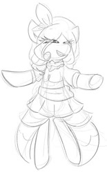 Size: 255x410 | Tagged: safe, artist:umbreow, derpibooru import, oc, oc:sublime wile, pony, clothes, dress, monochrome, sketch, solo