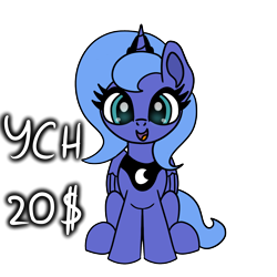 Size: 1500x1500 | Tagged: safe, artist:platinumdrop, derpibooru import, princess luna, alicorn, advertisement, cute, female, filly, foal, simple background, transparent background, woona, ych example, young luna, younger, your character here