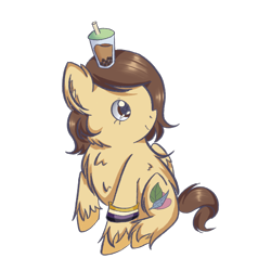 Size: 2048x2048 | Tagged: safe, artist:sumi-mlp25, derpibooru import, oc, oc only, pegasus, pony, 2024 community collab, bubble tea, derpibooru community collaboration, drink, simple background, solo, transparent background, wings