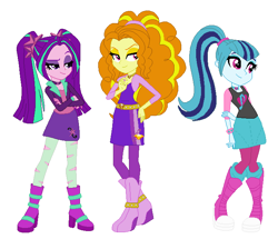 Size: 705x607 | Tagged: safe, artist:nbwatts, artist:selenaede, derpibooru import, adagio dazzle, aria blaze, sonata dusk, human, equestria girls, g4, alternate clothes, eyeshadow, female, headcanon, headcanon in the description, humanized, makeup, reformed, simple background, smiling, the dazzlings, trio, white background