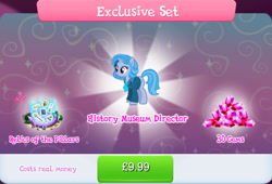 Size: 1268x861 | Tagged: safe, derpibooru import, idw, pony, unicorn, g4, bundle, bush, clothes, costs real money, english, female, flower, gameloft, gem, horn, idw showified, mare, mistmane's flower, mobile game, my little pony: magic princess, numbers, official, primary source, rockhoof's shovel, sale, shield, shovel, solo, starswirl's book, text