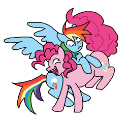 Size: 716x677 | Tagged: safe, artist:necronyancy, derpibooru import, pinkie pie, rainbow dash, earth pony, pegasus, pony, g4, duo, open mouth, simple background, smiling, spread wings, white background, wings