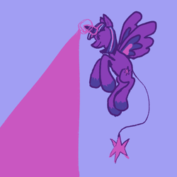 Size: 1280x1280 | Tagged: safe, artist:ponyvillez, derpibooru import, twilight sparkle, twilight sparkle (alicorn), alicorn, pony, g4, blast, flying, magic, magic blast, simple background, smiling, solo, spread wings, wings