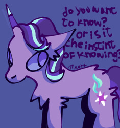 Size: 846x899 | Tagged: safe, artist:ponyenjoer, derpibooru import, starlight glimmer, pony, unicorn, g4, chest fluff, simple background, solo, text