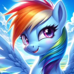 Size: 1024x1024 | Tagged: safe, ai content, derpibooru import, machine learning generated, rainbow dash, g4, prompter:bigfanbud111