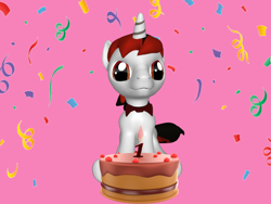 Size: 1200x900 | Tagged: safe, derpibooru import, oc, oc:tiger rose, unicorn, 3d, birthday, birthday cake, birthday candles, cake, excited, food, male, solo