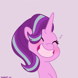 Size: 2480x2480 | Tagged: safe, artist:starburstuwu, derpibooru import, starlight glimmer, pony, unicorn, memnagerie, spoiler:memnagerie, ^^, big grin, cute, eyes closed, female, glimmerbetes, grin, mare, smiling, solo