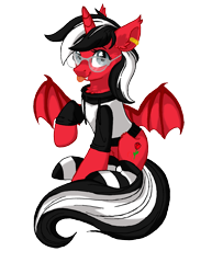 Size: 1920x2359 | Tagged: safe, artist:nova star, derpibooru import, oc, oc only, oc:rosalia, alicorn, bat, bat pony, horse, pony, unicorn, art, clothes, cute, ear piercing, earring, glasses, jacket, jewelry, piercing, simple background, socks, solo, striped socks, tongue, tongue out, transparent background