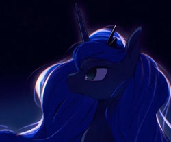 Size: 1210x1001 | Tagged: safe, artist:tttthunderbolt, derpibooru import, princess luna, alicorn, pony, night, solo