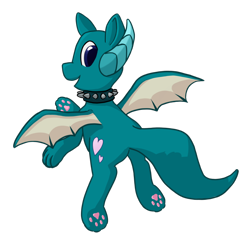 Size: 1200x1200 | Tagged: safe, artist:callichrome, derpibooru import, oc, oc only, oc:puppy love, dracony, dragon, hybrid, choker, commission, cute, dracony oc, heart, non-pony oc, paw pads, paws, simple background, solo, spiked choker, spread wings, transparent background, underpaw, waving, wings