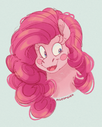 Size: 1003x1254 | Tagged: safe, artist:pigeorgien, derpibooru import, pinkie pie, earth pony, colored sketch, female, happy, long mane, mare, sketch, solo