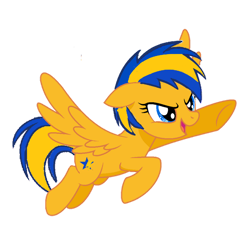 Size: 894x894 | Tagged: safe, artist:mlpfan3991, derpibooru import, oc, oc only, oc:flare spark, pegasus, g4, 2024 community collab, derpibooru community collaboration, female, flying, movie accurate, simple background, solo, transparent background