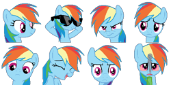 Size: 576x288 | Tagged: safe, artist:scootaloormayfly, derpibooru import, rainbow dash, pegasus, pony, g4, angry, drugs, face, laughing, marijuana, pixel art, rpg maker, sad, simple background, smoke, smoking, sprite, sprite sheet, sunglasses, transparent background