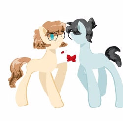 Size: 1600x1600 | Tagged: safe, artist:wimple, derpibooru import, earth pony, pony, detective conan, edogawa conan, female, haibara ai, male, ponified, shipping, simple background, species swap, straight, white background