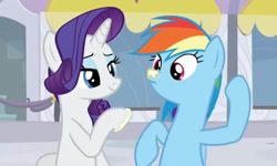 Size: 1031x620 | Tagged: safe, derpibooru import, screencap, rainbow dash, rarity, pony, g4, rarity investigates, cute, dashabetes, raribetes