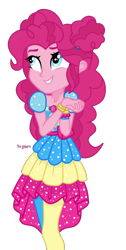 Size: 1280x2543 | Tagged: safe, artist:svguev, derpibooru import, pinkie pie, human, better together, equestria girls, g4, sunset's backstage pass!, clothes, female, simple background, smiling, solo, transparent background