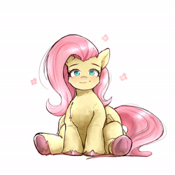 Size: 2300x2300 | Tagged: safe, artist:chinmissouri, derpibooru import, fluttershy, pegasus, pony, g4, cute, looking at you, shyabetes, simple background, sitting, white background