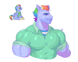 Size: 2153x1711 | Tagged: safe, artist:egg_concept, derpibooru import, bow hothoof, anthro, pegasus, pony, g4, male, muscles, muscular male, reference, simple background, solo, stallion, white background