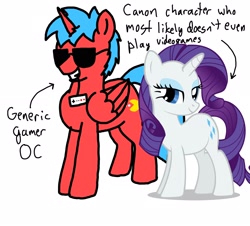 Size: 2048x1848 | Tagged: safe, artist:professorventurer, derpibooru import, rarity, oc, oc:generic gamer oc, alicorn, g4, canon x oc, controller, hot take, nintendo entertainment system, pac-man