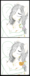 Size: 1622x4052 | Tagged: safe, artist:notawriteranon, derpibooru import, oc, oc only, oc:anon, oc:floor bored, human, pony, 2 panel comic, comic, dirty, hug, sticky