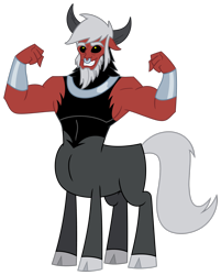 Size: 3066x3822 | Tagged: safe, artist:mlgtrap, derpibooru import, lord tirek, centaur, taur, g4, antagonist, cloven hooves, human face, male, nose piercing, piercing, simple background, solo, transparent background, vector, white hair
