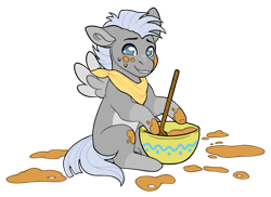 Size: 1280x934 | Tagged: safe, artist:malinraf1615, derpibooru import, chipcutter, pony, g4, bowl, simple background, solo, transparent background, wooden spoon