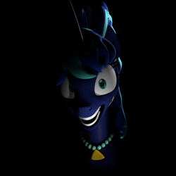 Size: 2160x2160 | Tagged: safe, artist:mlpisthebestshow36, derpibooru import, princess luna, alicorn, g4, 3d, 80s hair, 80s princess luna, bust, crazy eyes, insanity, jewelry, looking at you, necklace, ponytail, smiling, smiling at you, solo, source filmmaker, teeth