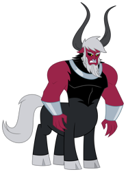 Size: 2841x3861 | Tagged: safe, artist:mlgtrap, derpibooru import, lord tirek, centaur, taur, g4, antagonist, cloven hooves, human face, male, nose piercing, piercing, simple background, solo, transparent background, vector, white hair