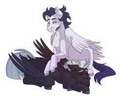 Size: 3100x2500 | Tagged: safe, artist:monnarcha, derpibooru import, soarin', thunderlane, pegasus, pony, eyes closed, gay, lying down, male, prone, shipping, simple background, soarilane, stallion, transparent background