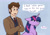 Size: 2048x1435 | Tagged: safe, artist:galissiax, derpibooru import, twilight sparkle, unicorn twilight, human, pony, unicorn, blazer, clothes, crossed arms, crossover, dialogue, doctor who, eye clipping through hair, female, i think we're gonna have to kill this guy, mare, meme, necktie, open coat, open mouth, overcoat, pinstripe, shirt, swearing, tenth doctor