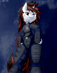 Size: 1060x1350 | Tagged: artist needed, source needed, safe, derpibooru import, oc, oc:blackjack, pony, semi-anthro, unicorn, fallout equestria, fallout equestria: project horizons, cheek fluff, fanfic art, female, mare, solo