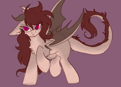 Size: 2800x2000 | Tagged: safe, artist:puppie, derpibooru import, oc, oc:delirium, succubus, succubus pony, bat wings, horns, simple background, solo, wings