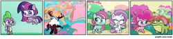 Size: 3840x880 | Tagged: safe, artist:luckydog416, derpibooru import, edit, gummy, minty, pinkie pie, potion nova, spike, twilight sparkle, twilight sparkle (alicorn), alicorn, earth pony, pony, unicorn, g4.5, my little pony: pony life, bighoof, comics, minty (g4)