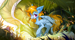 Size: 3000x1617 | Tagged: safe, artist:gale spark, derpibooru import, oc, oc:gale spark, pegasus, open mouth, walking